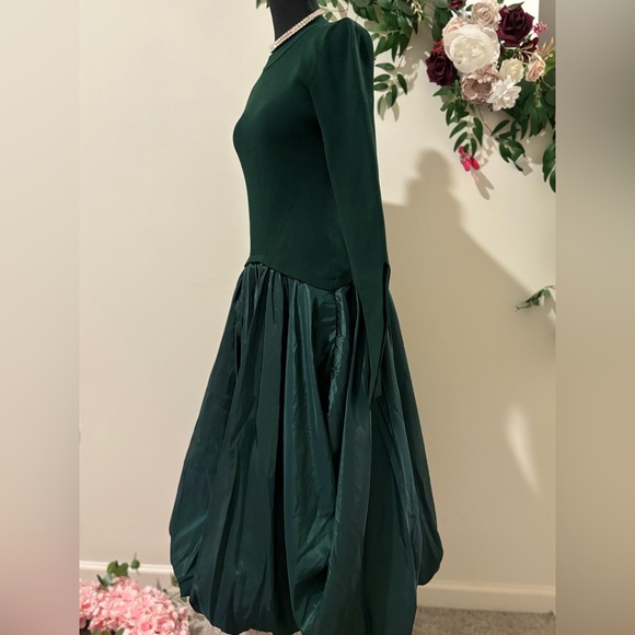Elegant Dark Green Long Sleeve Dress - Picture 9 of 11